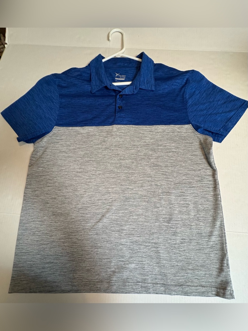 Old Navy Blue and Gray Colorblock Polo